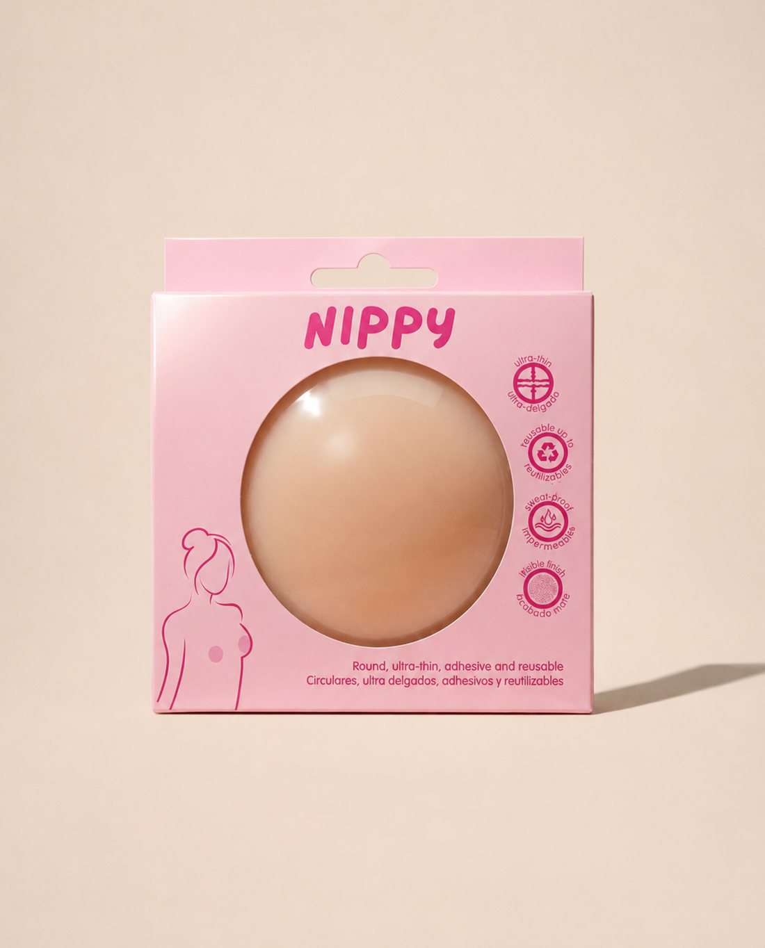 Empaque del producto Nippy sobre fondo beige